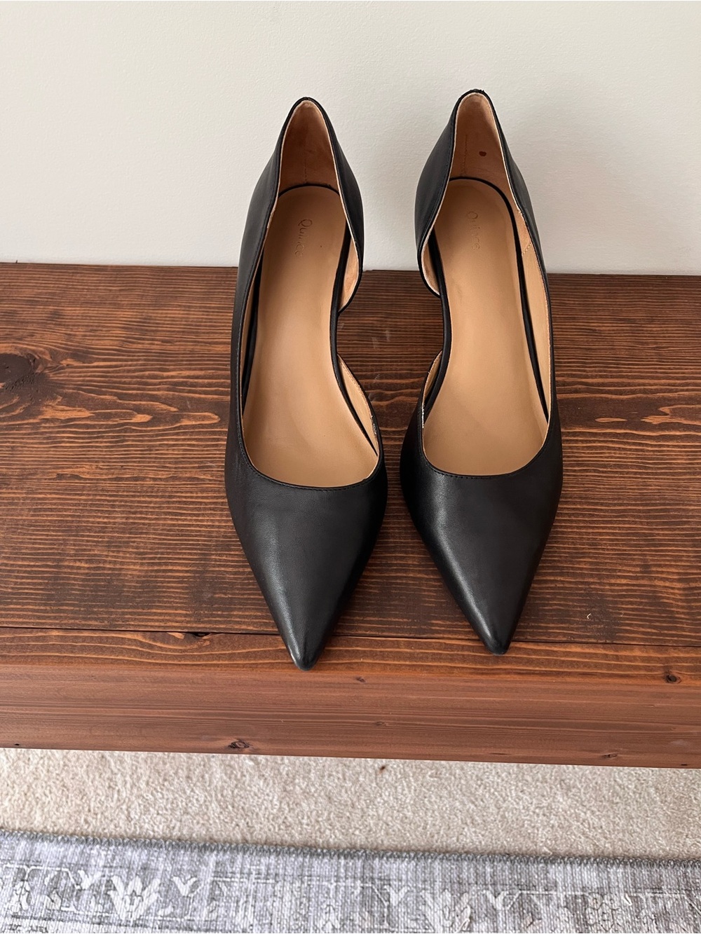Quince Black Pointed D'Orsay Pumps